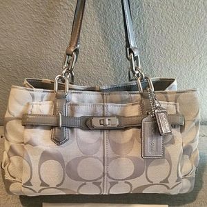 Coach Signature Satchel Canvas Grey